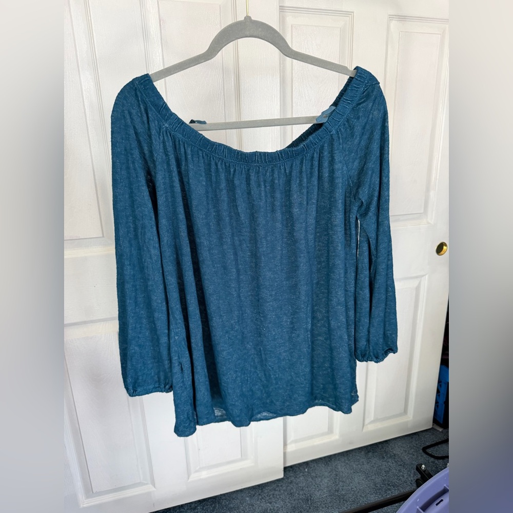 Women's Teal 3/4 Sleeve boatneck Top